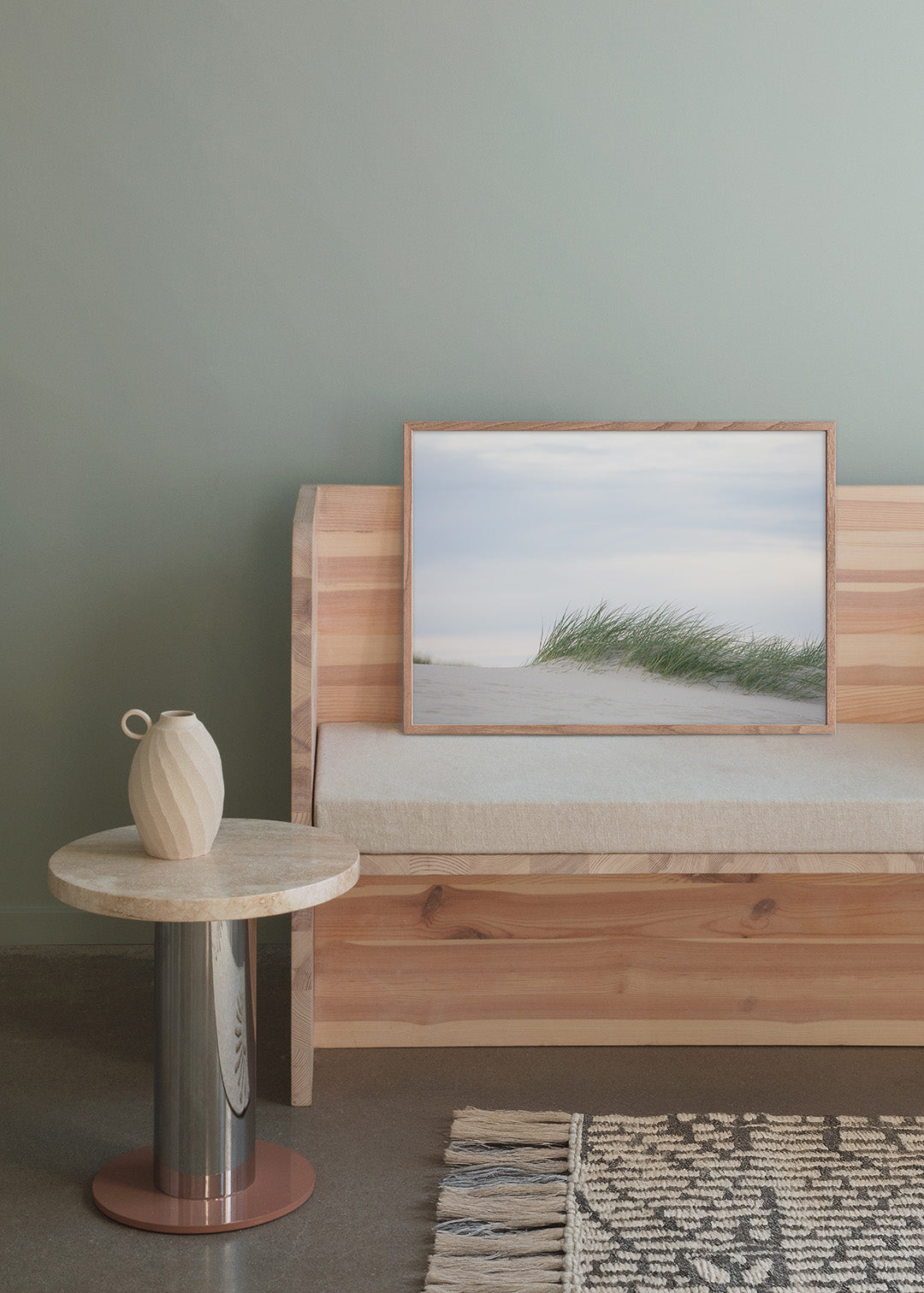 Plakat med Sandhjælme i lyse klitter ved Hvide Sande på den jyske vestkyst