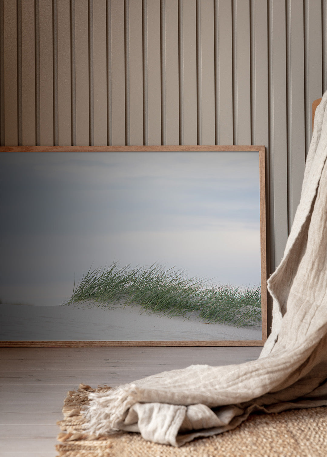 Plakat med Sandhjælme i lyse klitter ved Hvide Sande på den jyske vestkyst