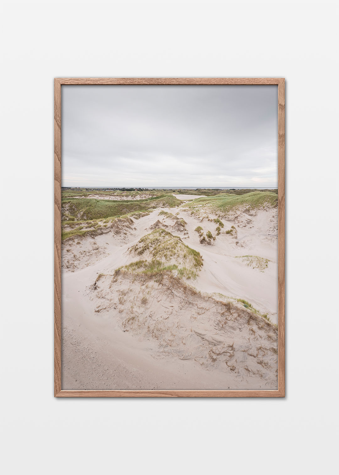 Hvide Sande plakat med lyse klitter og grønt klitgræs ved Vestkysten